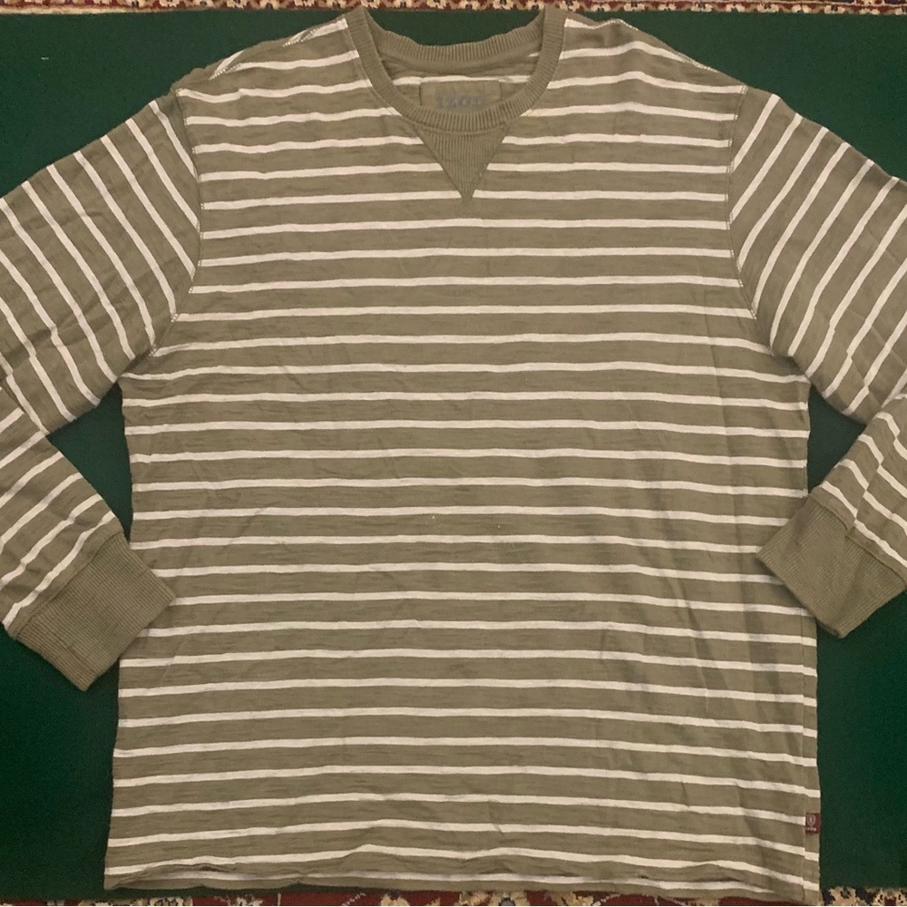 IZOD LS All Cotton Striped Jersey/Sweatshirt